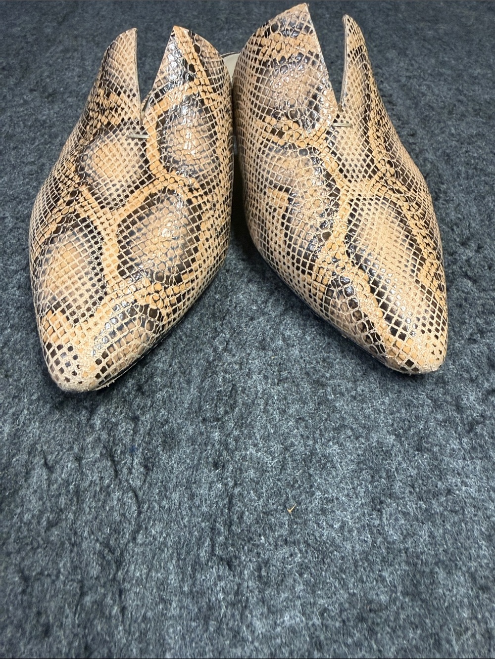 PAIGE Alia Beige Snake-Print Pointed Mules - Picture 7 of 7